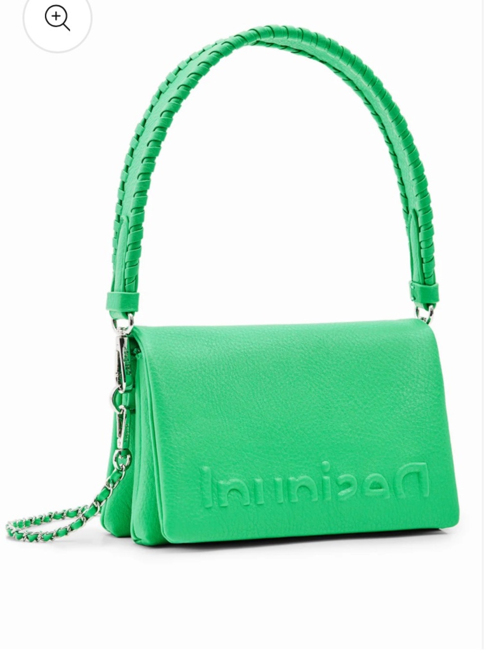 NEW Desigual Bright Green Braided-Handle Shoulder Bag